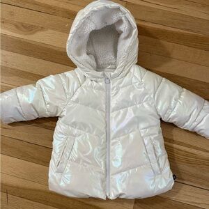 Gap Iridescent White Puffer Jacket with Hood 18-24M